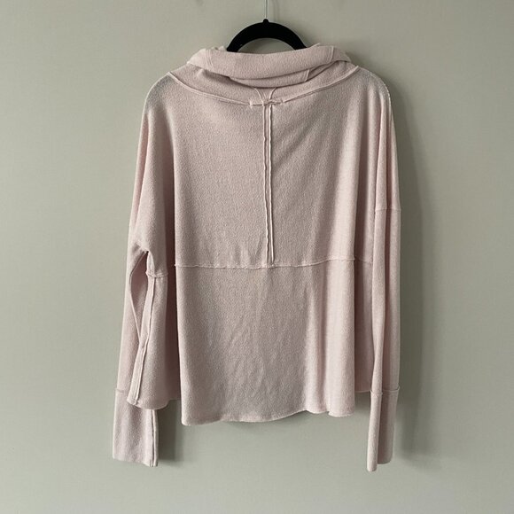 Free People Cozy Time Funnel Top Long Sleeve Cowl Neck Casual Blush Small - Picture 3 of 7